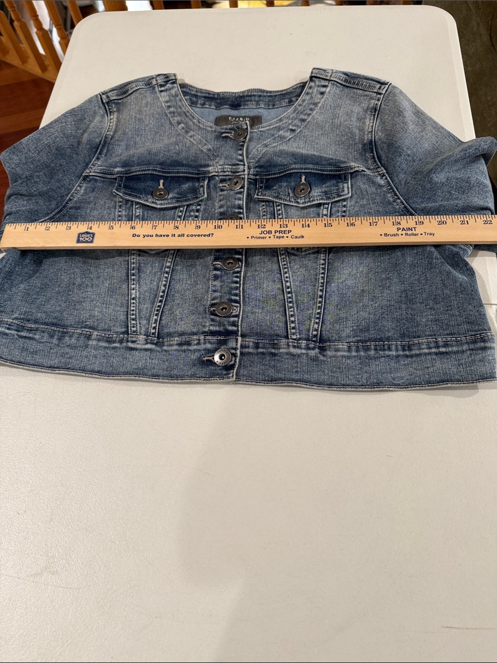 torrid Light Washed Stretch Denim Cropped Jacket 3/4 Sleeves 1X 14-16 Fall Ready - Picture 8 of 16